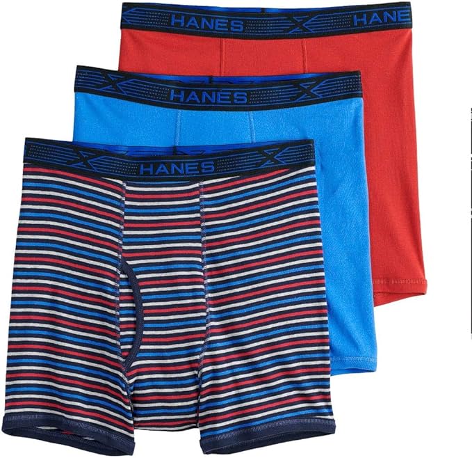 Hanes K312HUBX3F-2 ULTI 3-PK Boxer Brief ASST 2XL-Big Blue/Red