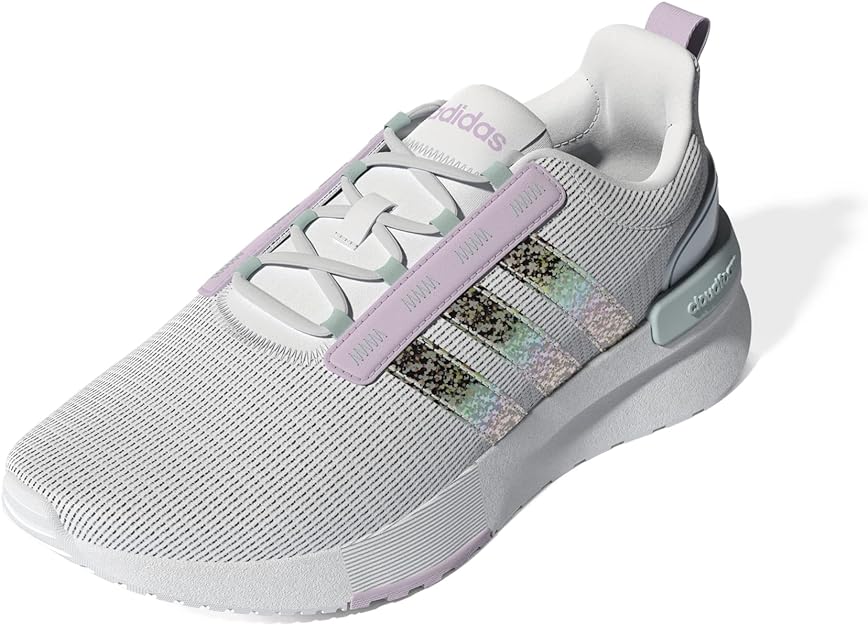 adidas Unisex-Child Racer TR21 Running Shoe, White/Blue Tint/Almost Pink, 7 Big Kid