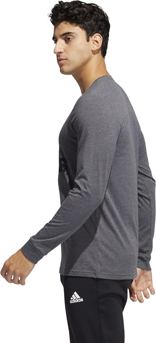 adidas Men's Basic Badge of Sport Long Sleeve Tee, Dark Grey Heather, Medium